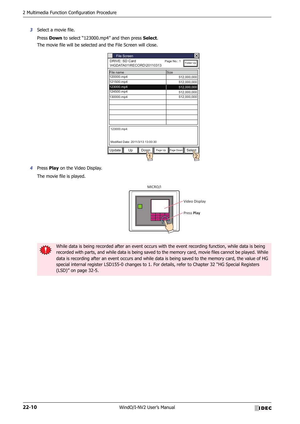 2 multimedia function configuration procedure, Windo/i-nv2 user’s manual | IDEC High Performance Series User Manual | Page 1042 / 1448