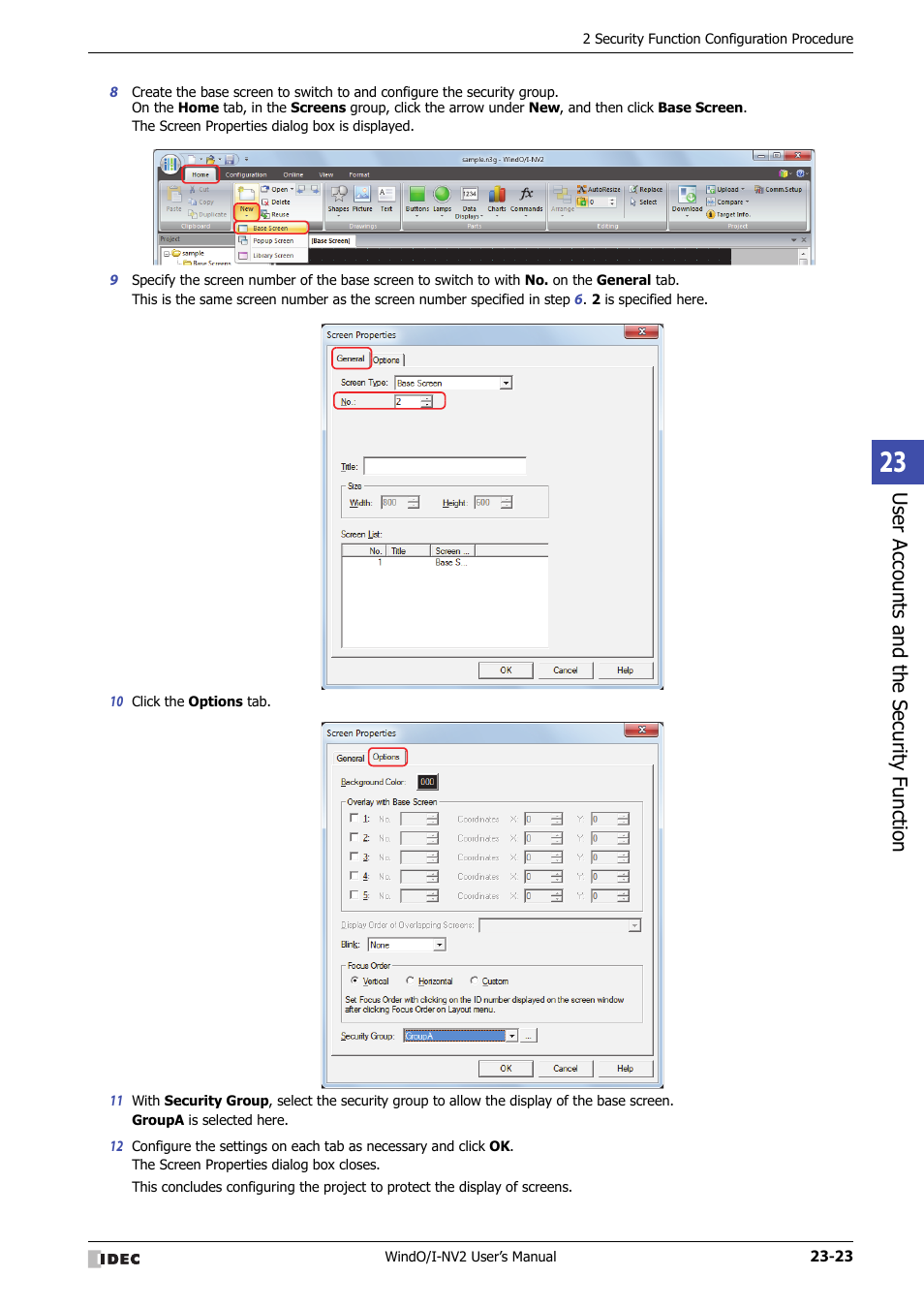 Use r ac counts and the sec urit y function | IDEC High Performance Series User Manual | Page 1073 / 1448