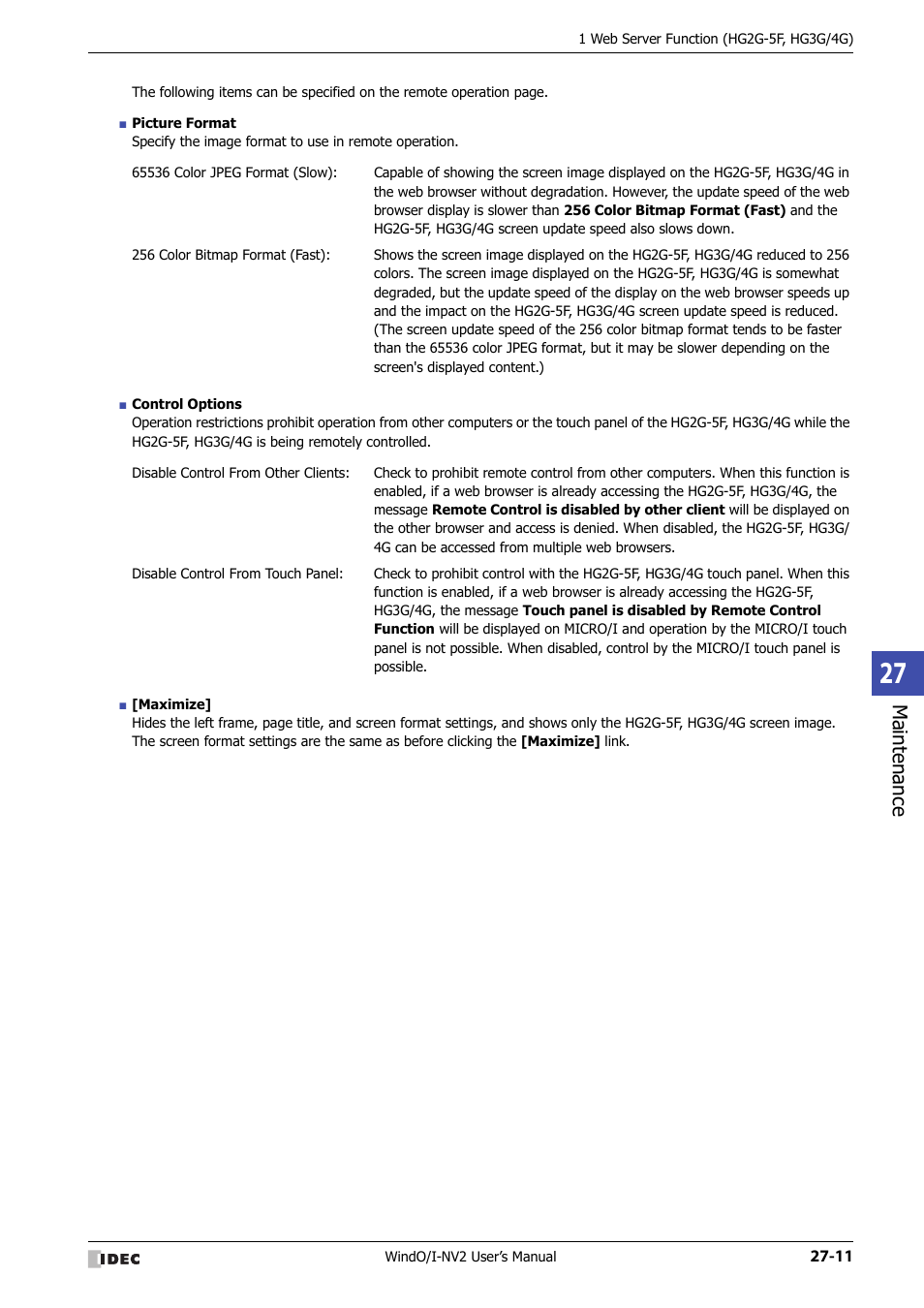 Maintenance | IDEC High Performance Series User Manual | Page 1169 / 1448