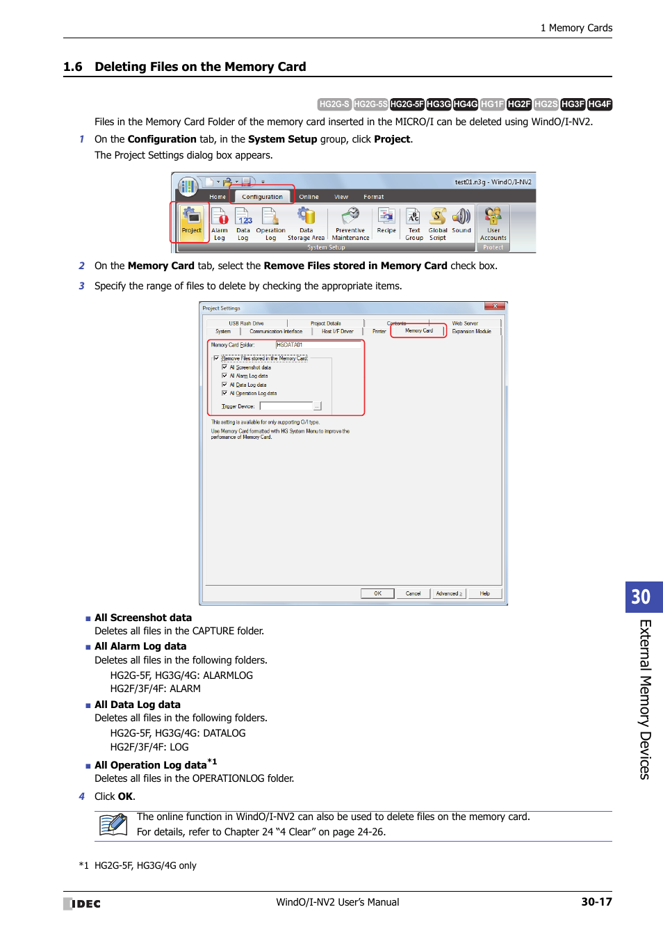 6 deleting files on the memory card, Deleting files on the memory card -17 | IDEC High Performance Series User Manual | Page 1261 / 1448
