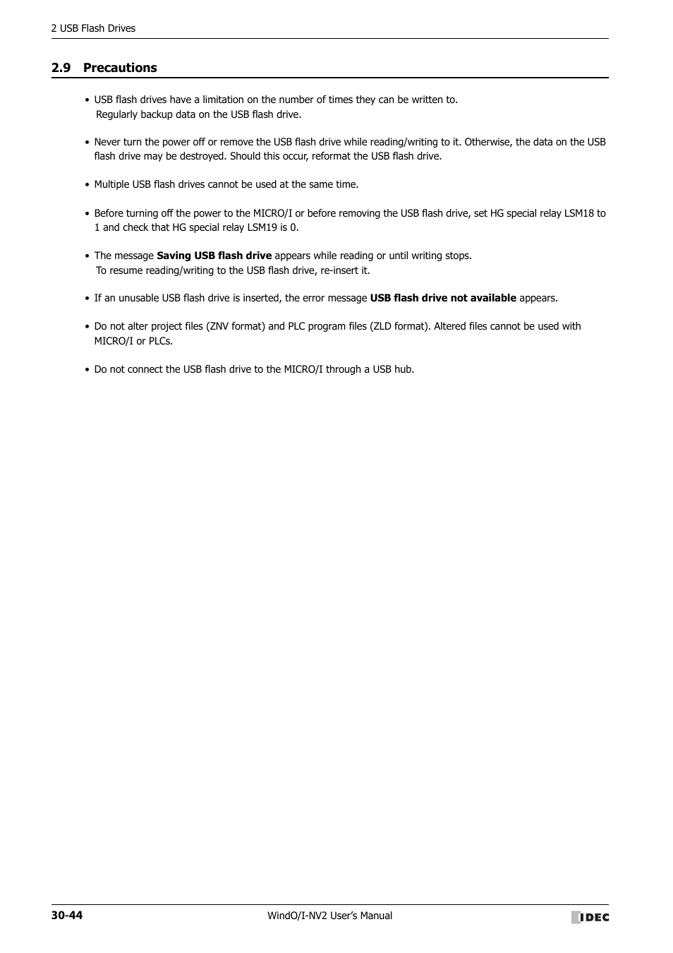 9 precautions, Precautions -44 | IDEC High Performance Series User Manual | Page 1288 / 1448