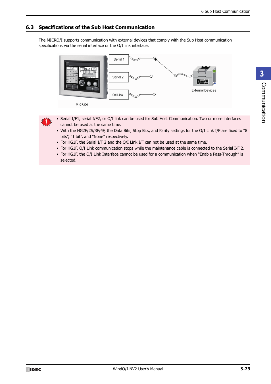 3 specifications of the sub host communication, Specifications of the sub host communication -79 | IDEC High Performance Series User Manual | Page 181 / 1448