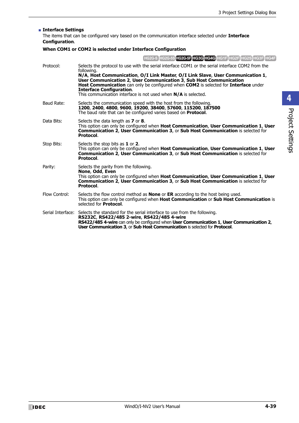 Project set tings | IDEC High Performance Series User Manual | Page 225 / 1448