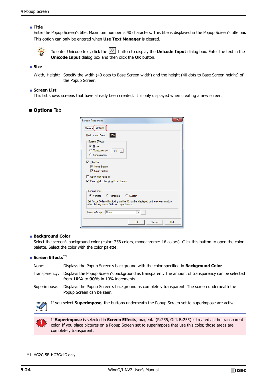 Options tab | IDEC High Performance Series User Manual | Page 276 / 1448
