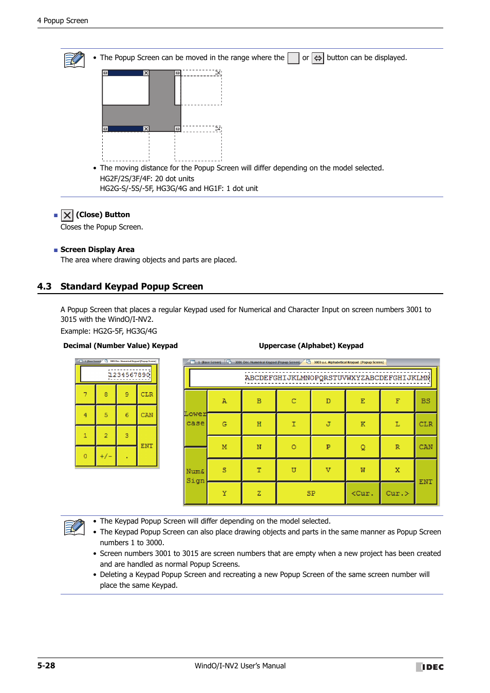 3 standard keypad popup screen, Standard keypad popup screen -28 | IDEC High Performance Series User Manual | Page 280 / 1448