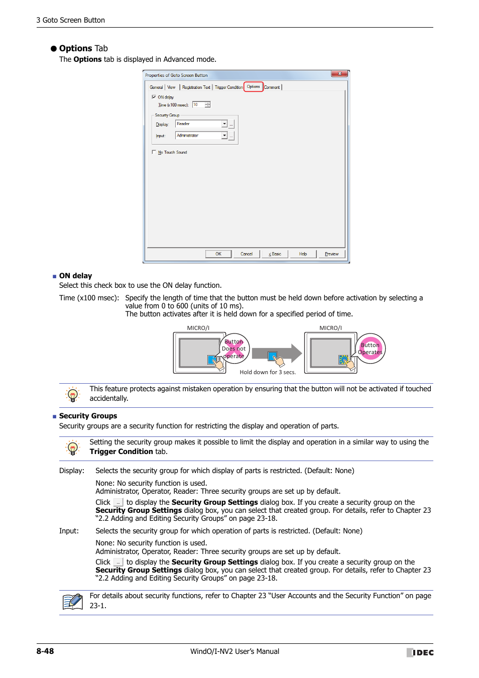 Options tab | IDEC High Performance Series User Manual | Page 372 / 1448