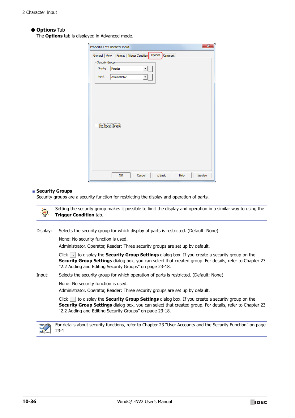 Options tab | IDEC High Performance Series User Manual | Page 548 / 1448