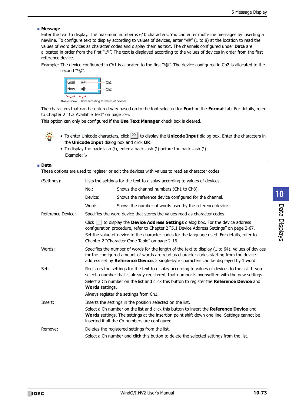Data displa ys | IDEC High Performance Series User Manual | Page 585 / 1448