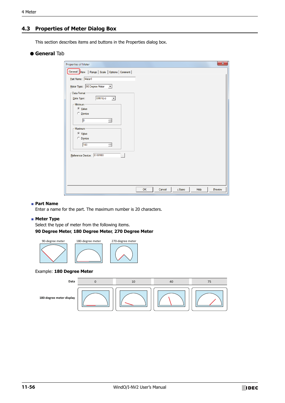 3 properties of meter dialog box, General tab, Properties of meter dialog box -56 | IDEC High Performance Series User Manual | Page 728 / 1448