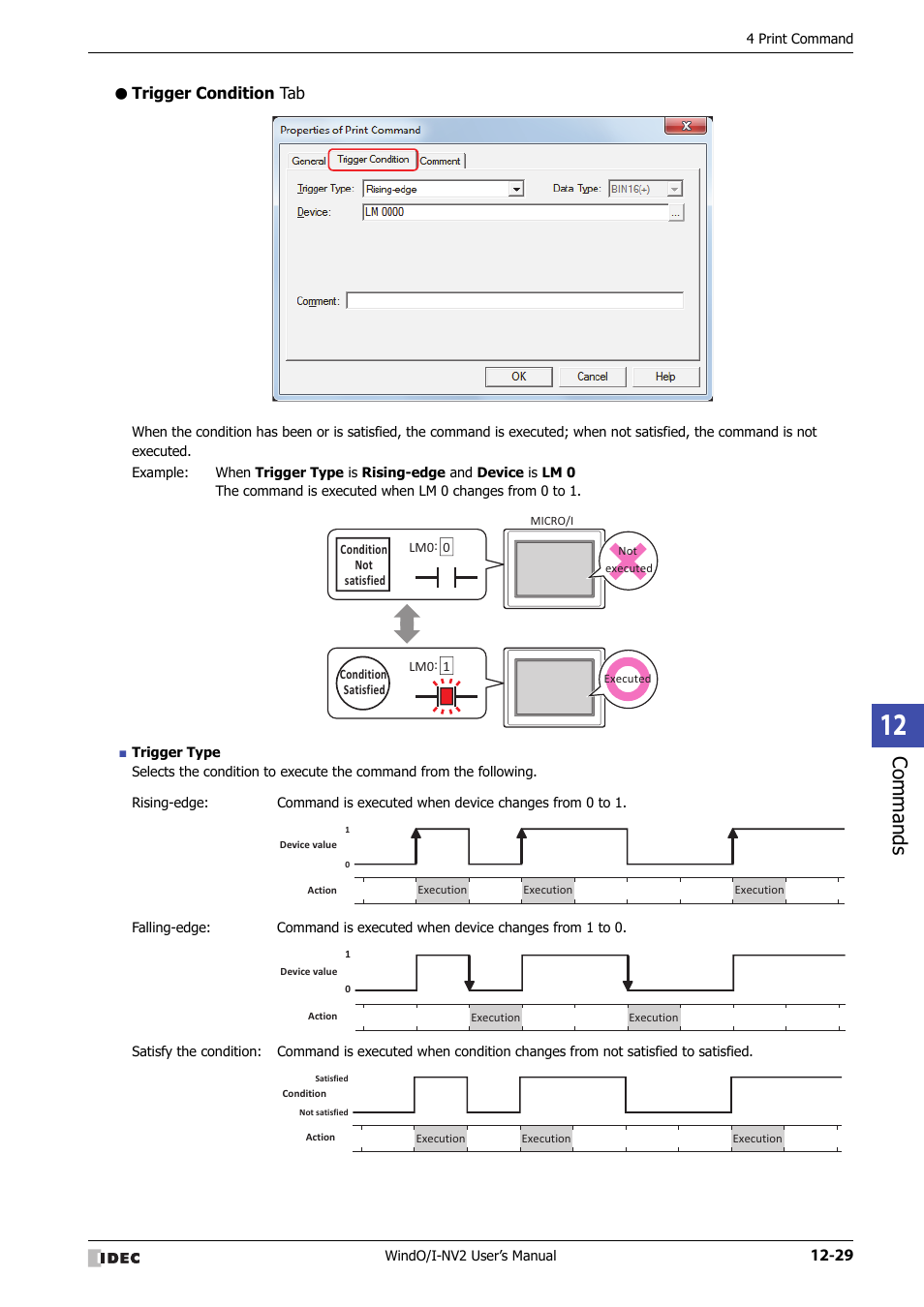 Trigger condition tab, Commands | IDEC High Performance Series User Manual | Page 765 / 1448