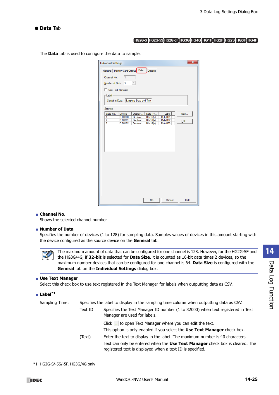 Data tab, Data log function | IDEC High Performance Series User Manual | Page 863 / 1448