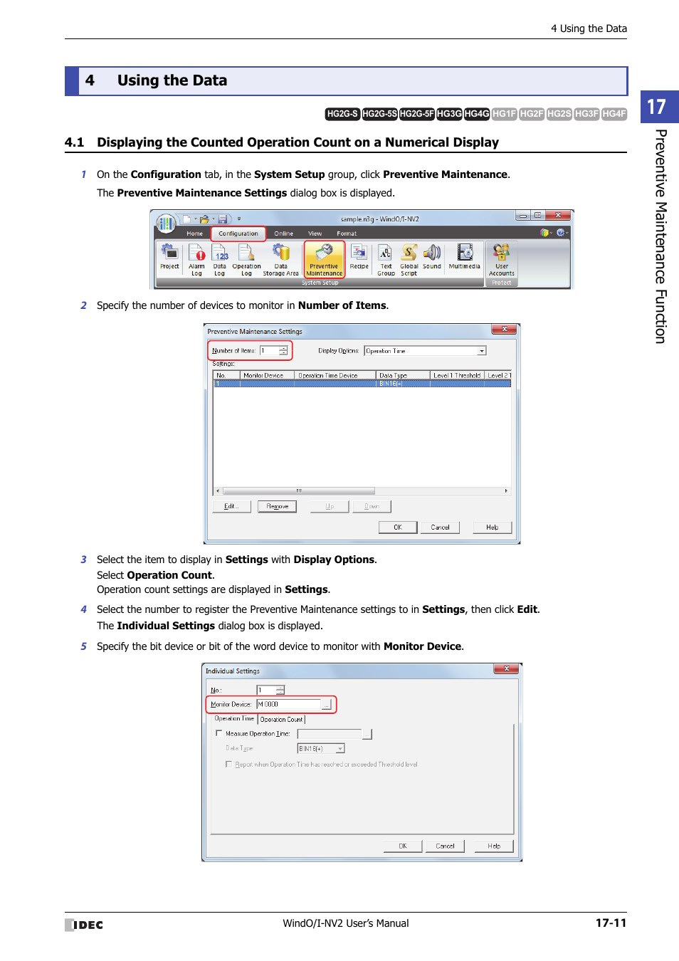 4 using the data, Using the data -11, Pr ev entiv e mainte nanc e function | 4using the data | IDEC High Performance Series User Manual | Page 919 / 1448
