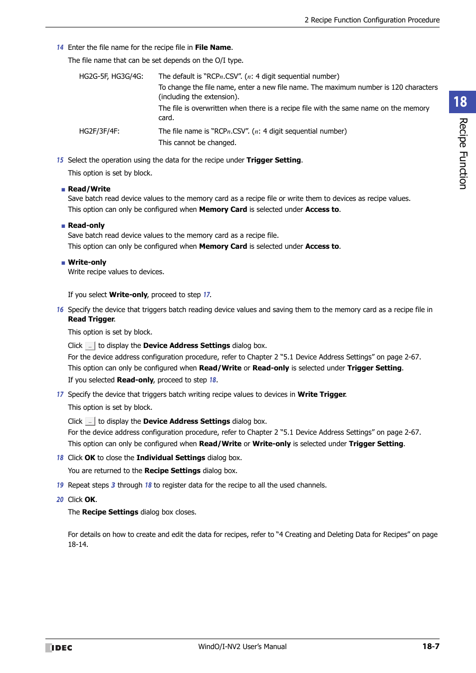 Rec ipe func tion | IDEC High Performance Series User Manual | Page 933 / 1448