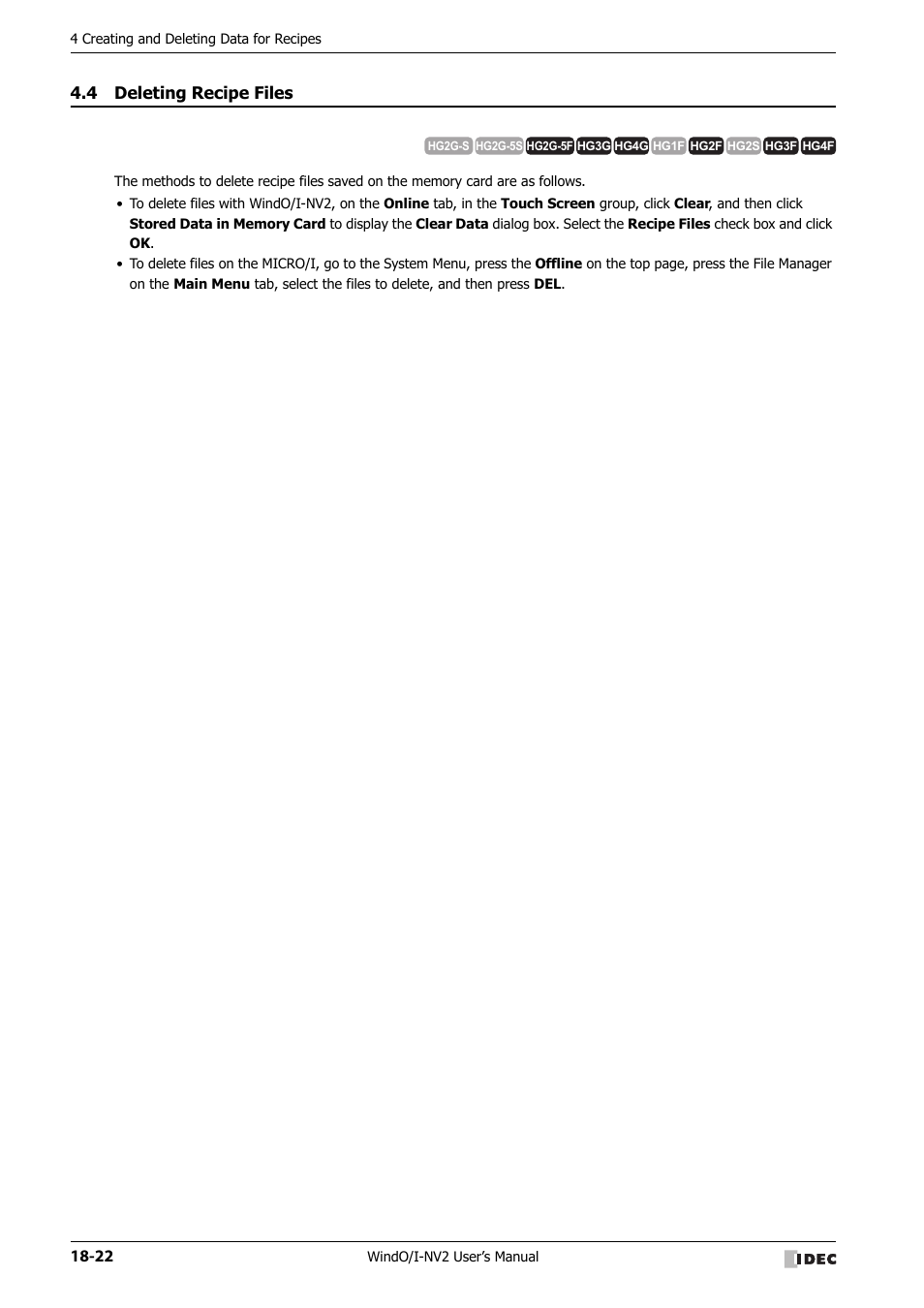 4 deleting recipe files, Deleting recipe files -22 | IDEC High Performance Series User Manual | Page 948 / 1448