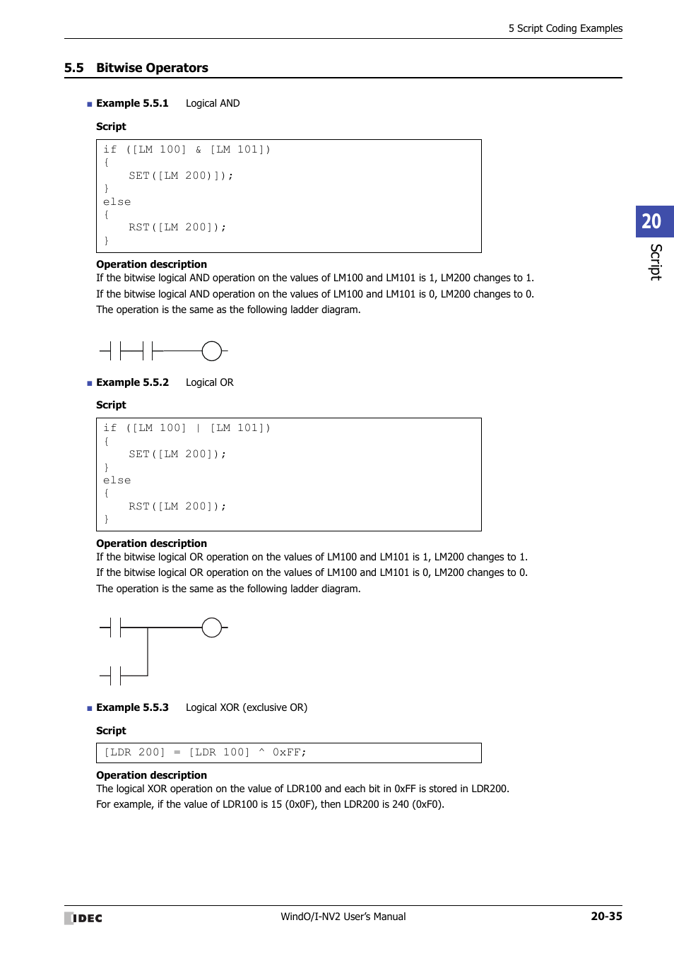 5 bitwise operators, Bitwise operators -35, Script | IDEC High Performance Series User Manual | Page 999 / 1448