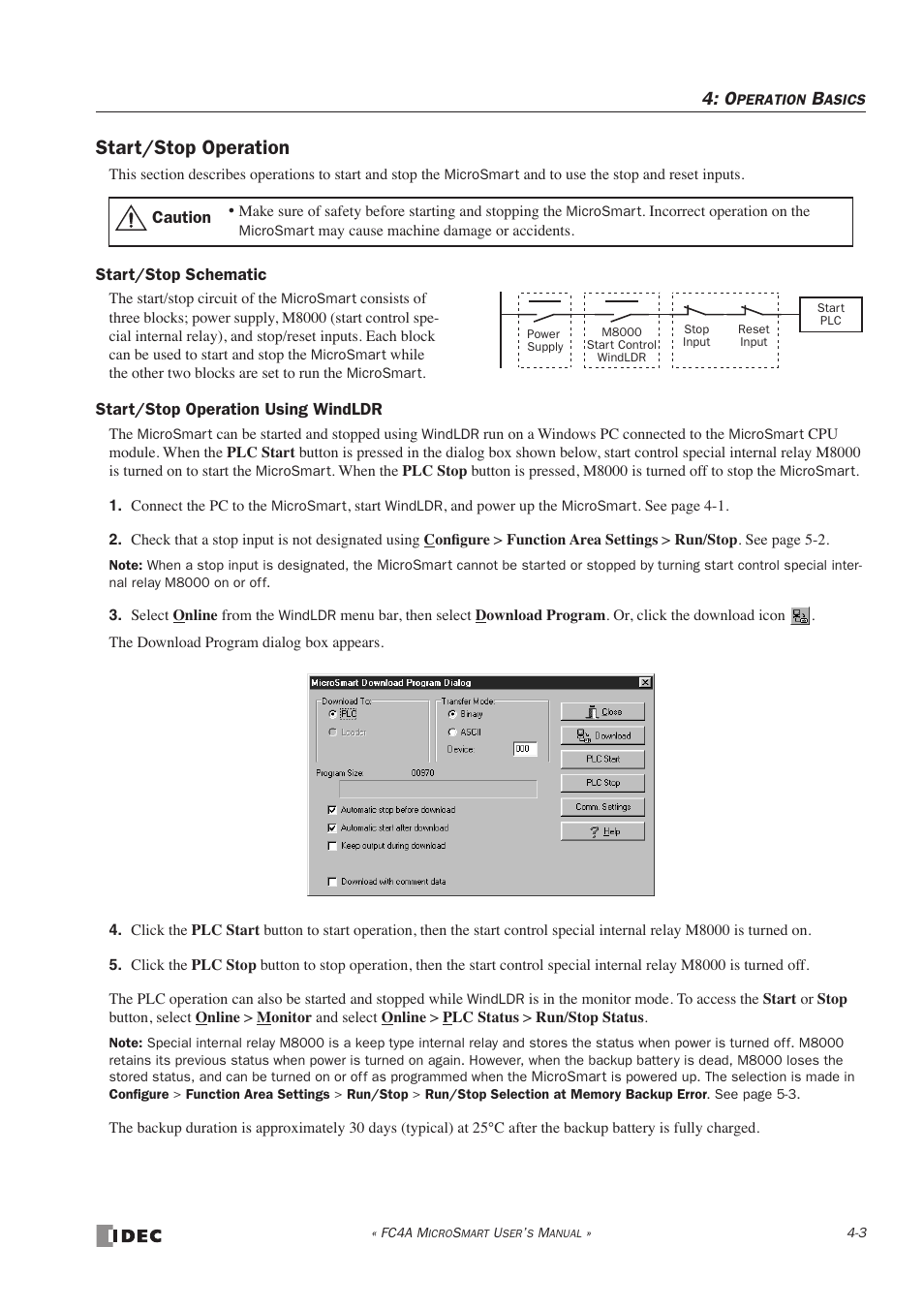 Start/stop operation | IDEC MicroSmart User Manual | Page 115 / 525