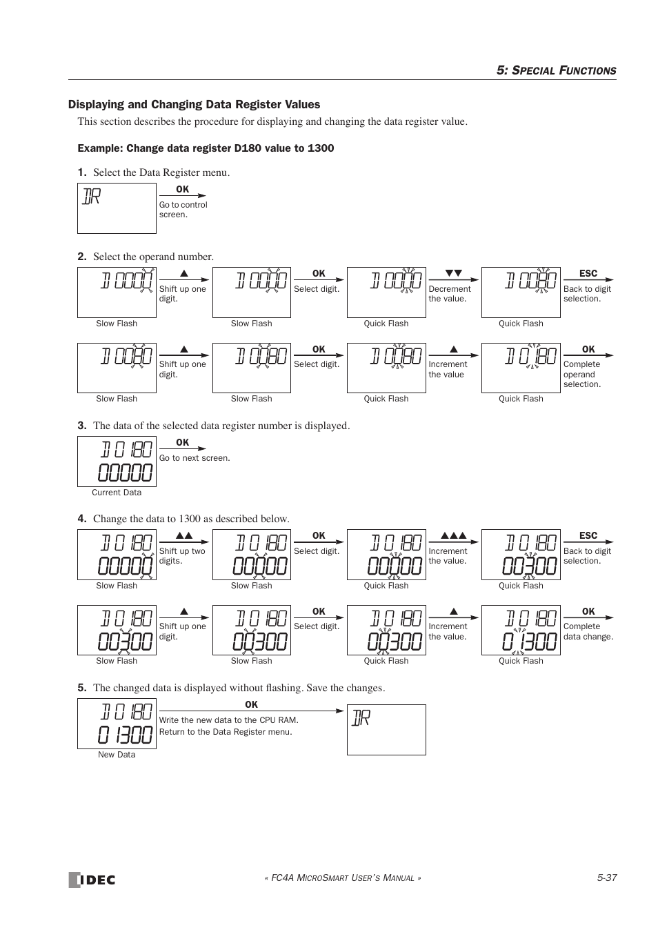 Displaying and changing data register values | IDEC MicroSmart User Manual | Page 157 / 525