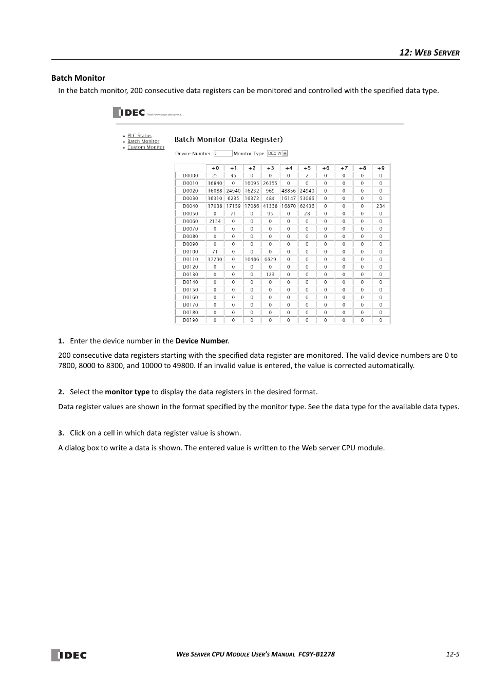 Batch monitor -5 | IDEC MicroSmart Pentra User Manual | Page 113 / 168
