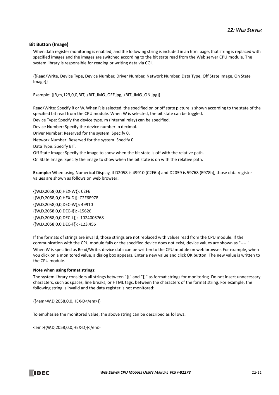 Bit button (image) -11 | IDEC MicroSmart Pentra User Manual | Page 119 / 168