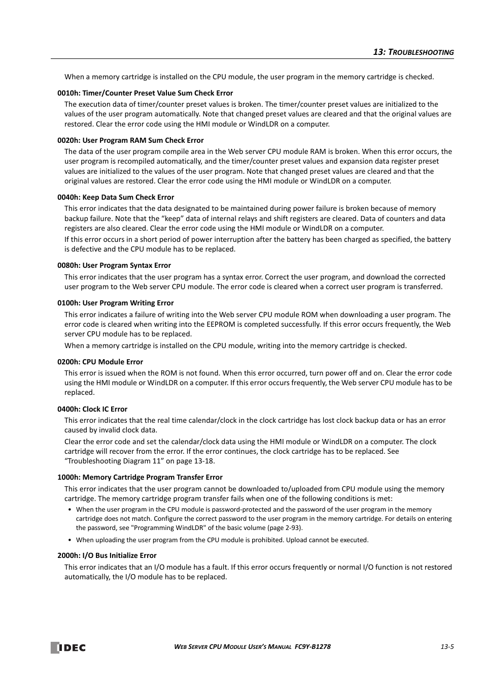IDEC MicroSmart Pentra User Manual | Page 131 / 168