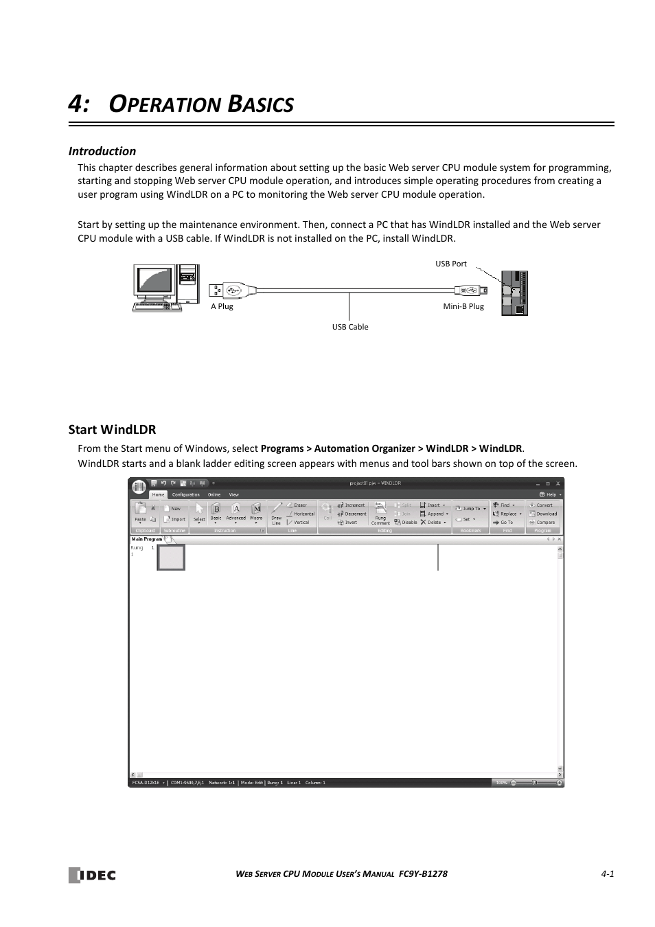 Operation basics, Start windldr, Hapter | Start windldr -1, Peration, Asics | IDEC MicroSmart Pentra User Manual | Page 47 / 168
