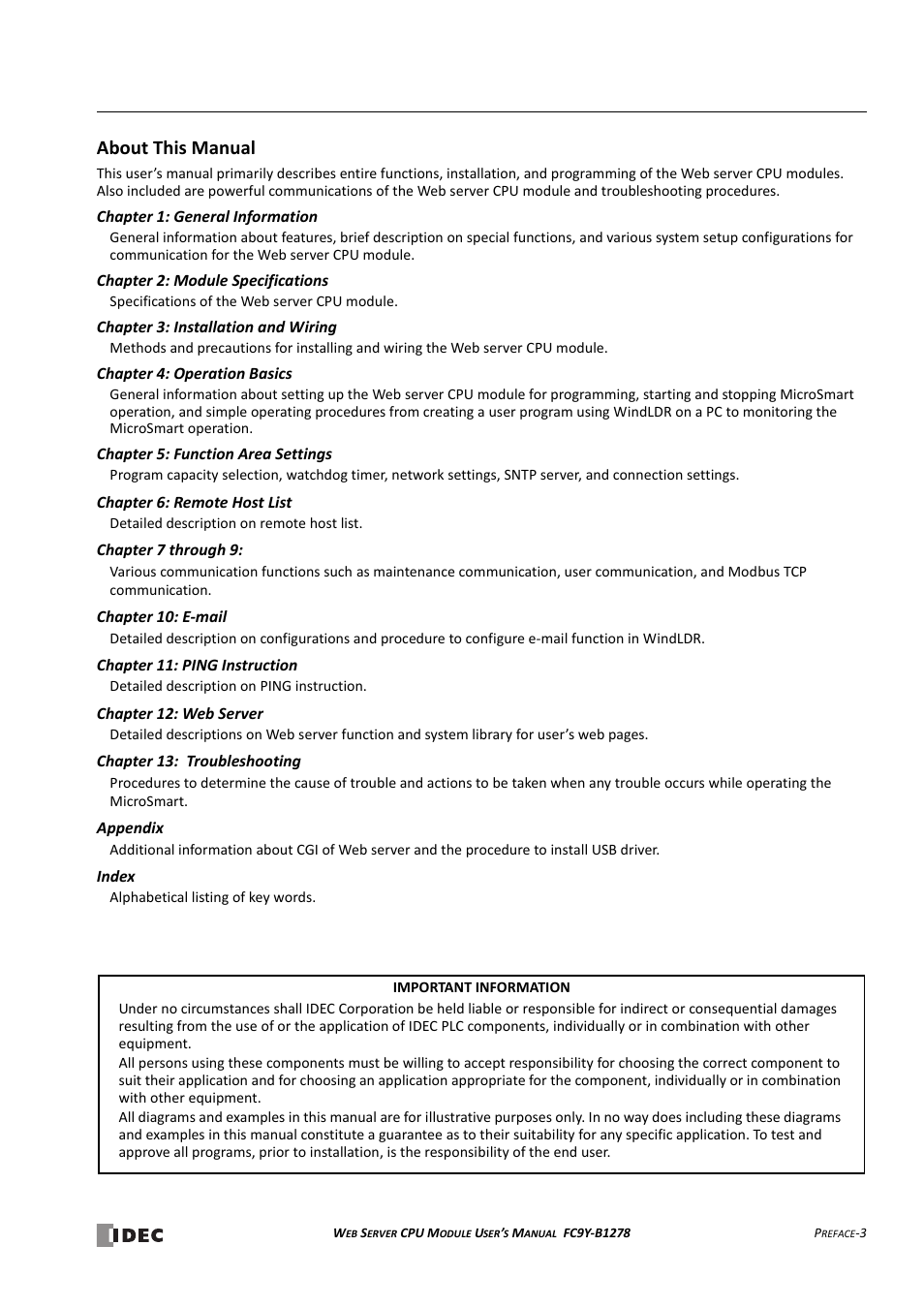 About this manual | IDEC MicroSmart Pentra User Manual | Page 5 / 168