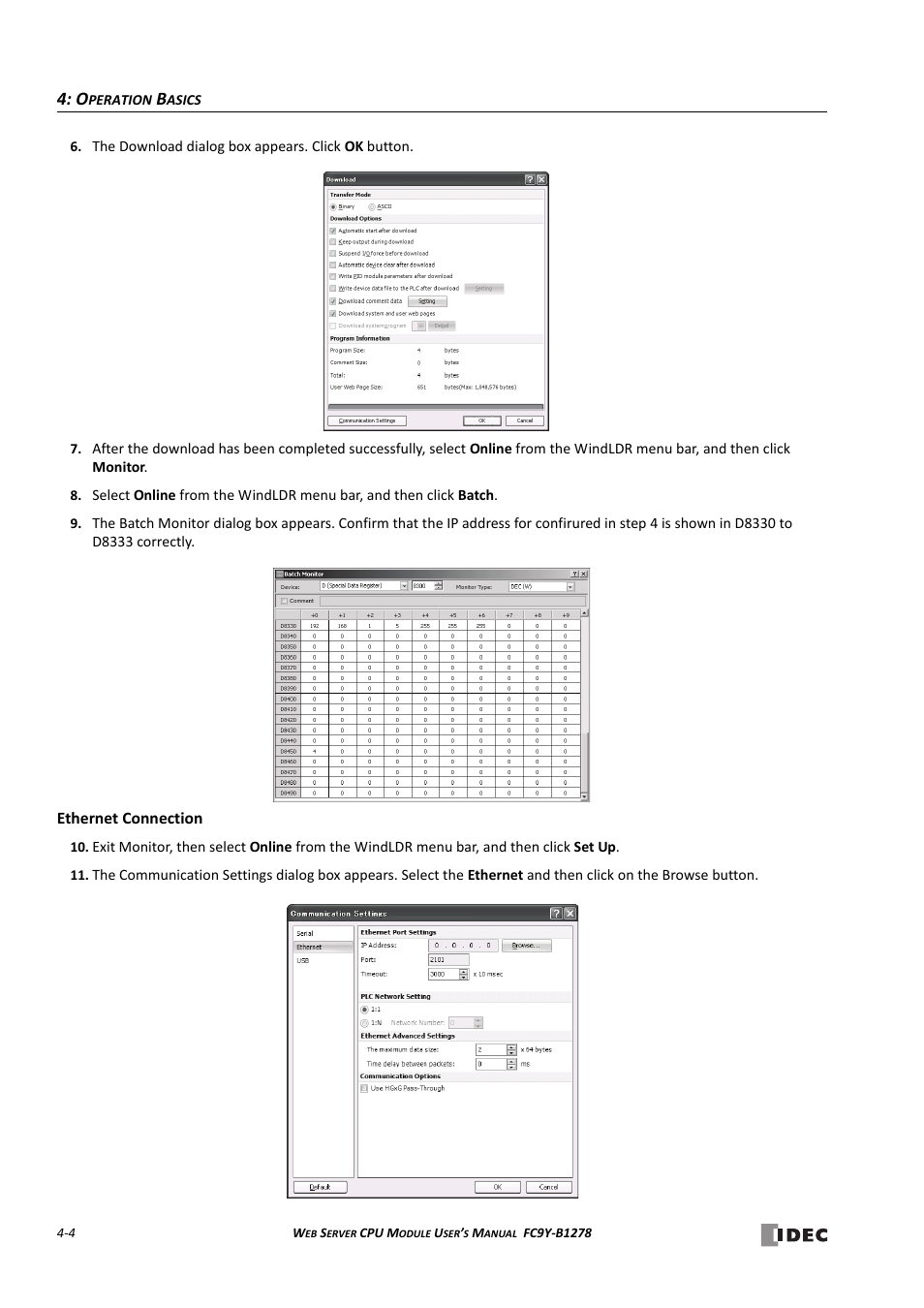 Ethernet connection -4 | IDEC MicroSmart Pentra User Manual | Page 50 / 168