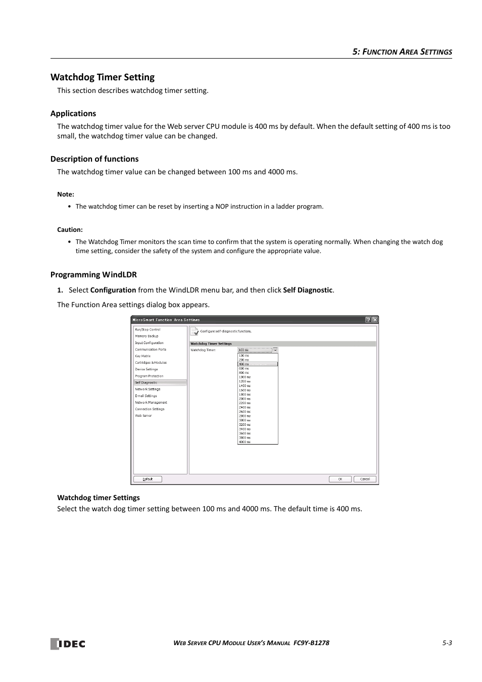 Watchdog timer setting, Watchdog timer setting -3 | IDEC MicroSmart Pentra User Manual | Page 63 / 168