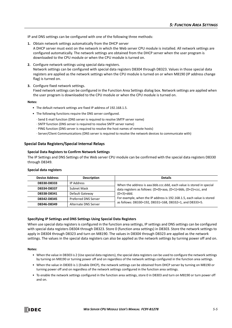 Special data registers/special internal relays -5 | IDEC MicroSmart Pentra User Manual | Page 65 / 168
