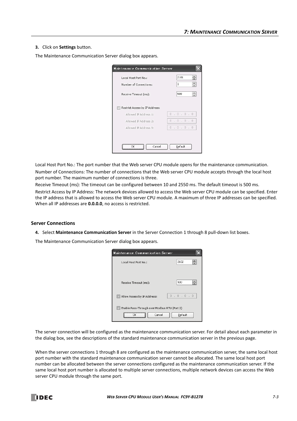 Server connections -3 | IDEC MicroSmart Pentra User Manual | Page 79 / 168