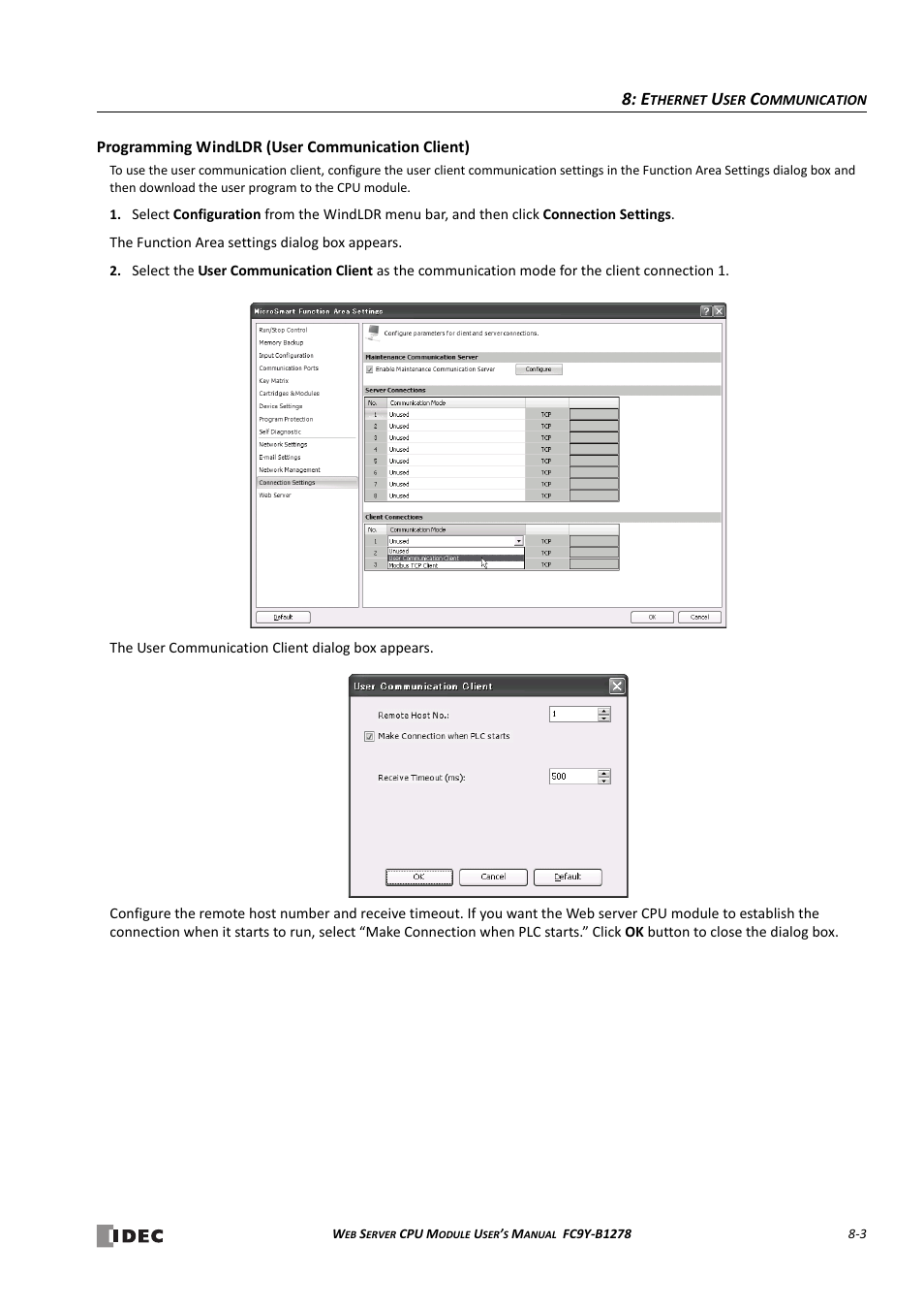 Programming windldr (user communication client) -3 | IDEC MicroSmart Pentra User Manual | Page 83 / 168