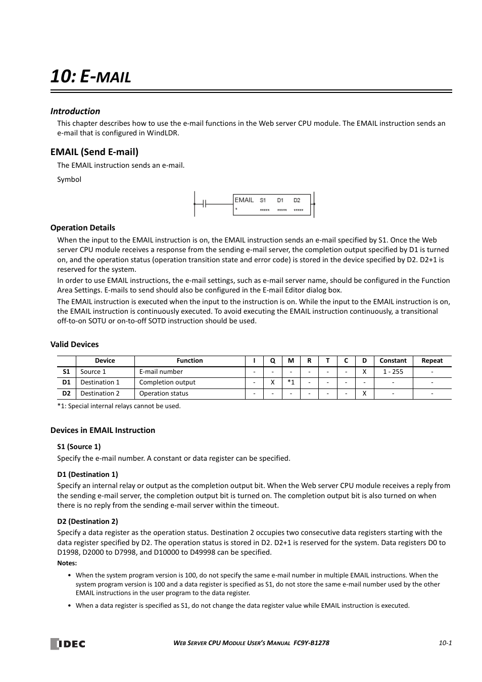 E-mail, Email (send e-mail), Hapter | Email (send e-mail) -1, Mail, Introduction | IDEC MicroSmart Pentra User Manual | Page 99 / 168