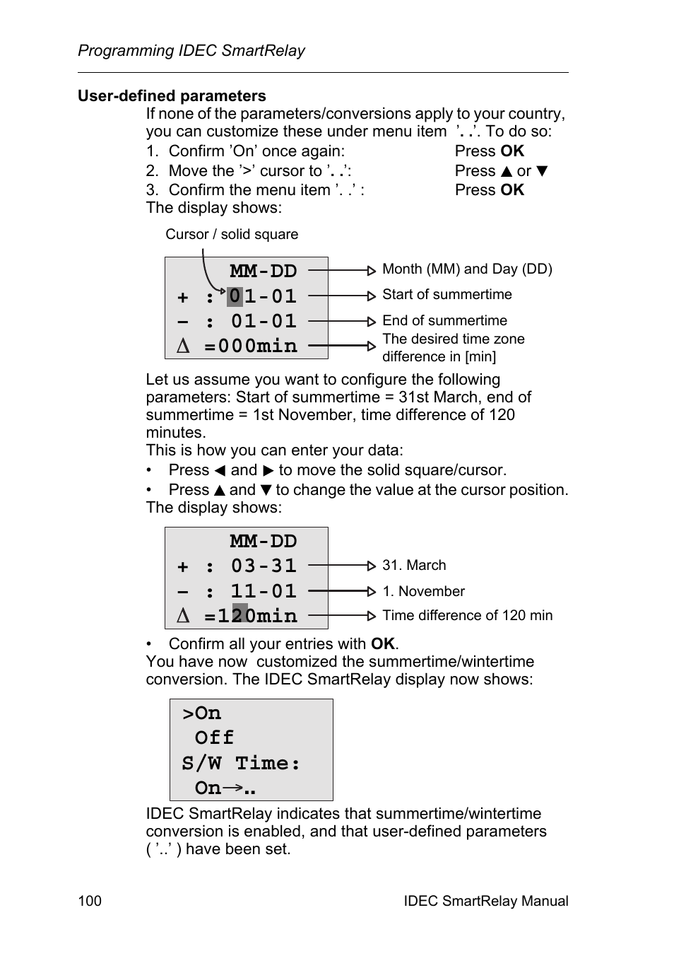On off s/w time: on | IDEC FL1E SmartRelay User Manual | Page 114 / 356