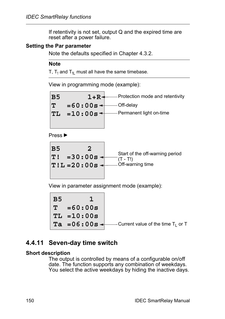 11 seven-day time switch, Seven-day time switch | IDEC FL1E SmartRelay User Manual | Page 164 / 356
