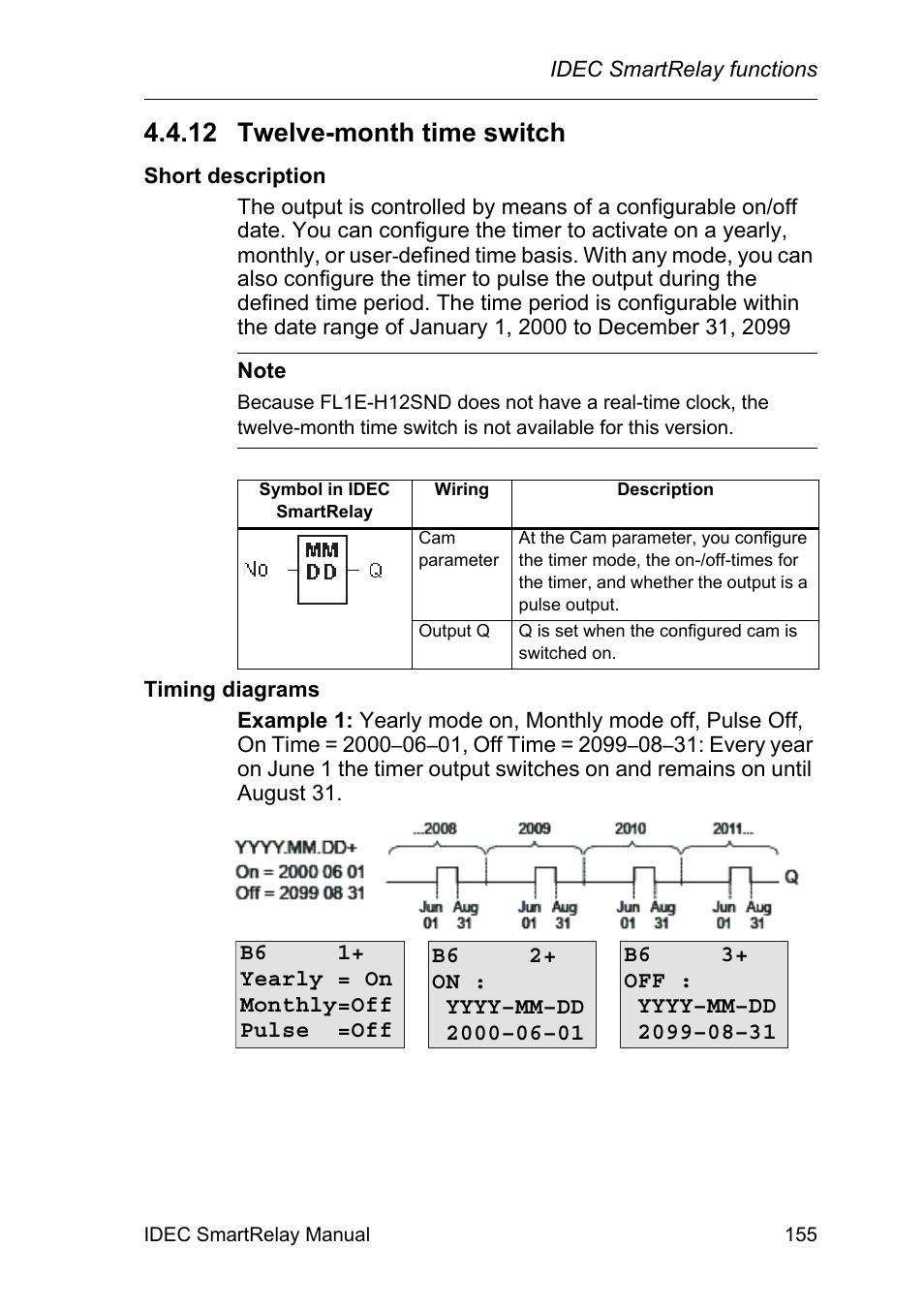 12 twelve-month time switch, Twelve-month time switch | IDEC FL1E SmartRelay User Manual | Page 169 / 356