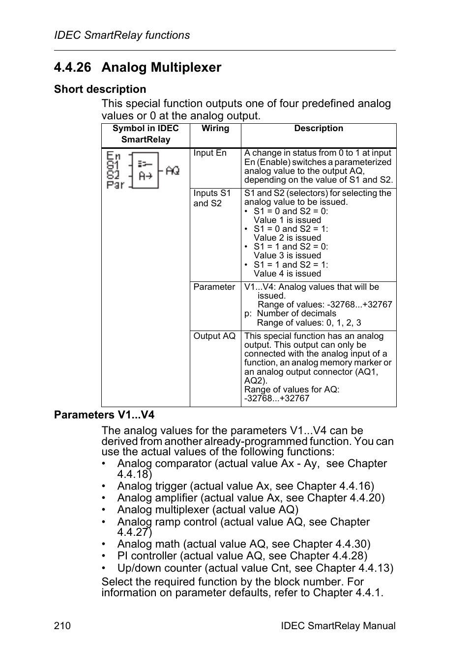 26 analog multiplexer, Analog multiplexer | IDEC FL1E SmartRelay User Manual | Page 224 / 356