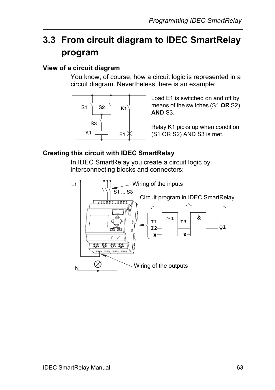 3 from circuit diagram to idec smartrelay program, From circuit diagram to idec smartrelay program | IDEC FL1E SmartRelay User Manual | Page 77 / 356