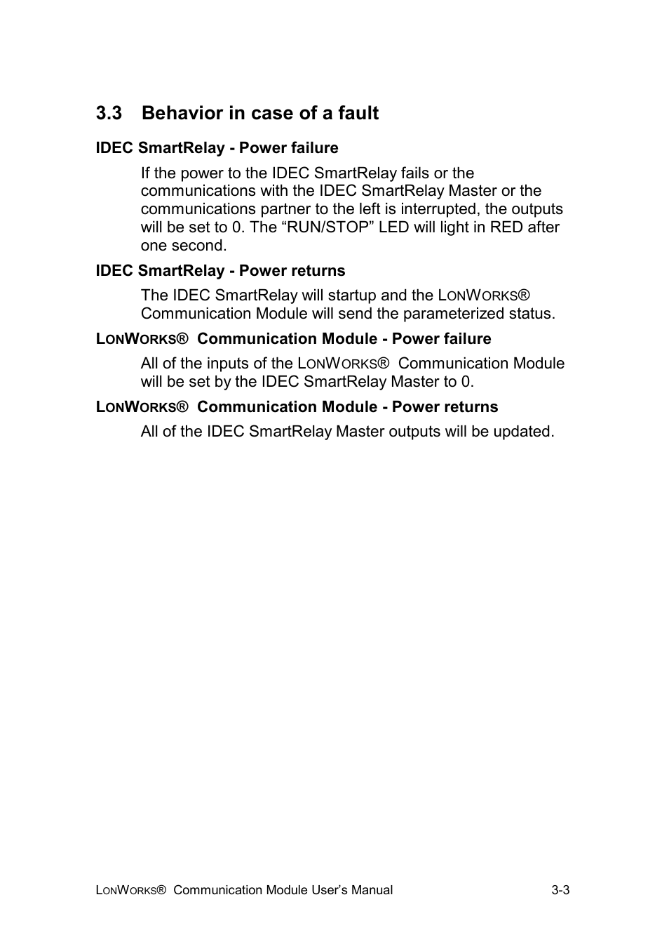 3 behavior in case of a fault | IDEC FL1E SmartRelay User Manual | Page 15 / 24