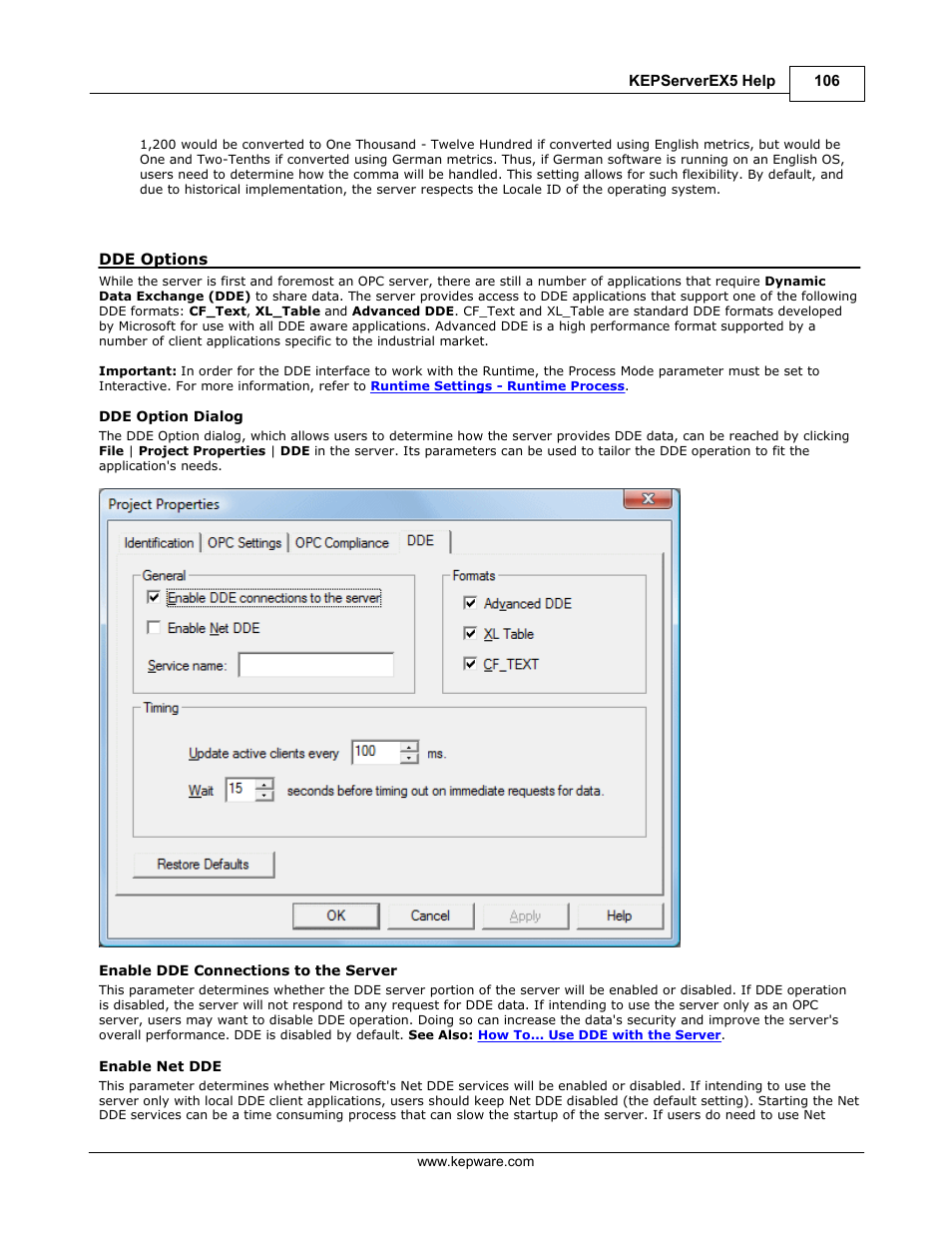 Dde options, Dde service name | IDEC WindSRV User Manual | Page 107 / 165