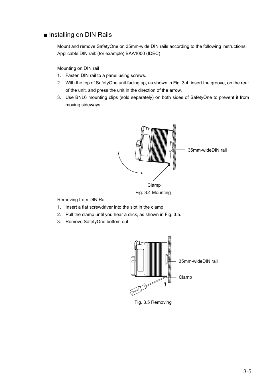 Installing on din rails | IDEC FS1A Controller User Manual | Page 30 / 154