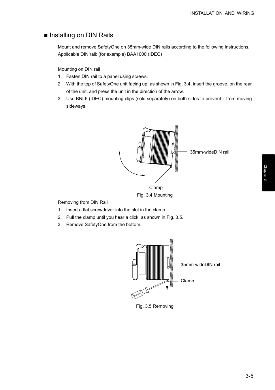 Installing on din rails | IDEC FS1A Controller User Manual | Page 35 / 400