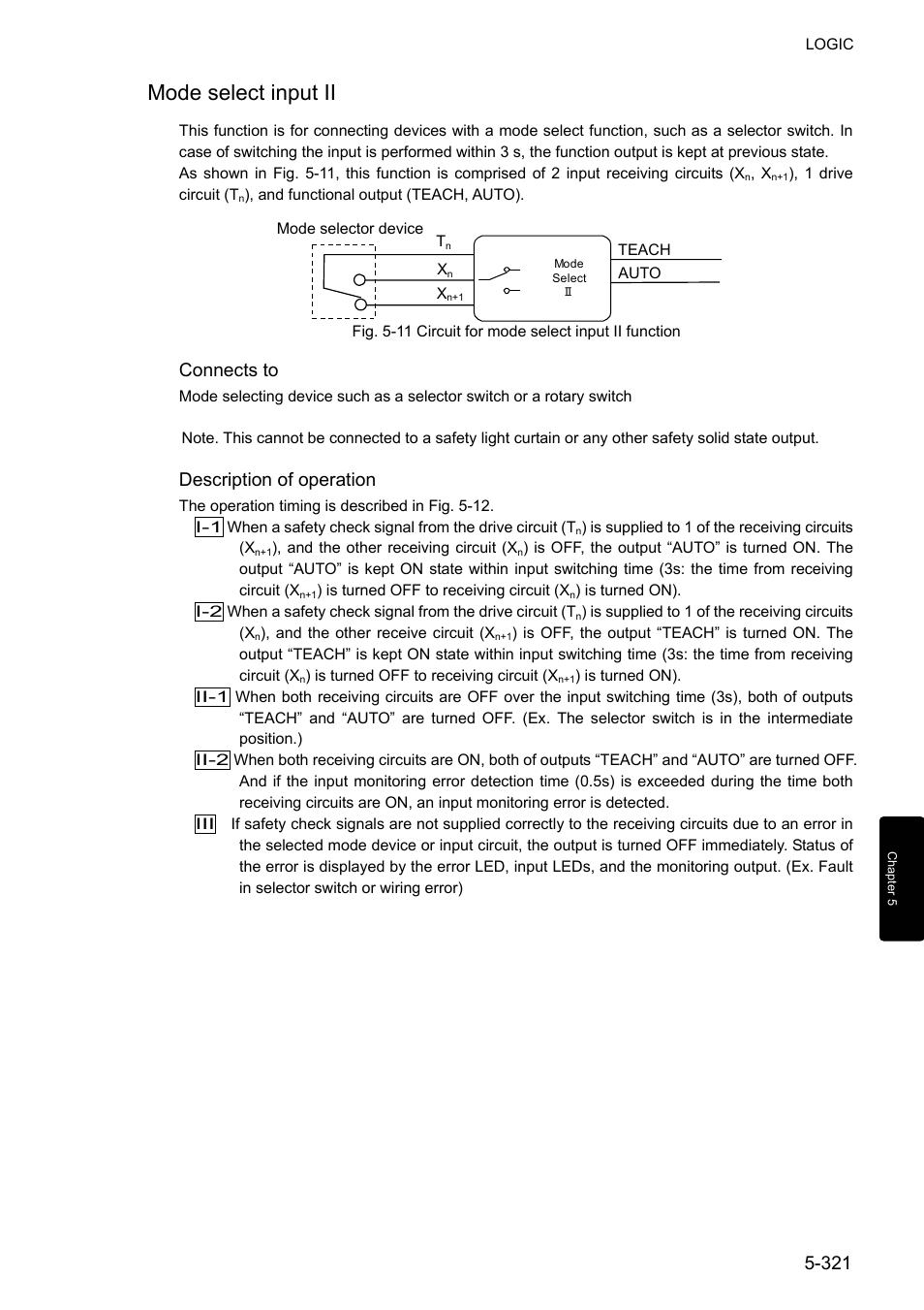 Mode select input ii, Connects to, Description of operation | IDEC FS1A Controller User Manual | Page 369 / 400