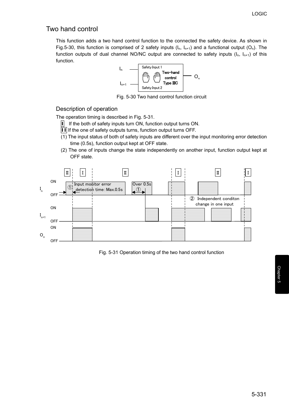 Two hand control, Description of operation | IDEC FS1A Controller User Manual | Page 379 / 400