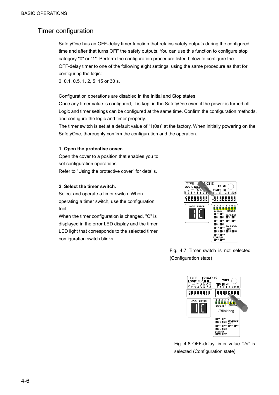Timer configuration, Basic operations, Blinking) | IDEC FS1A Controller User Manual | Page 44 / 400