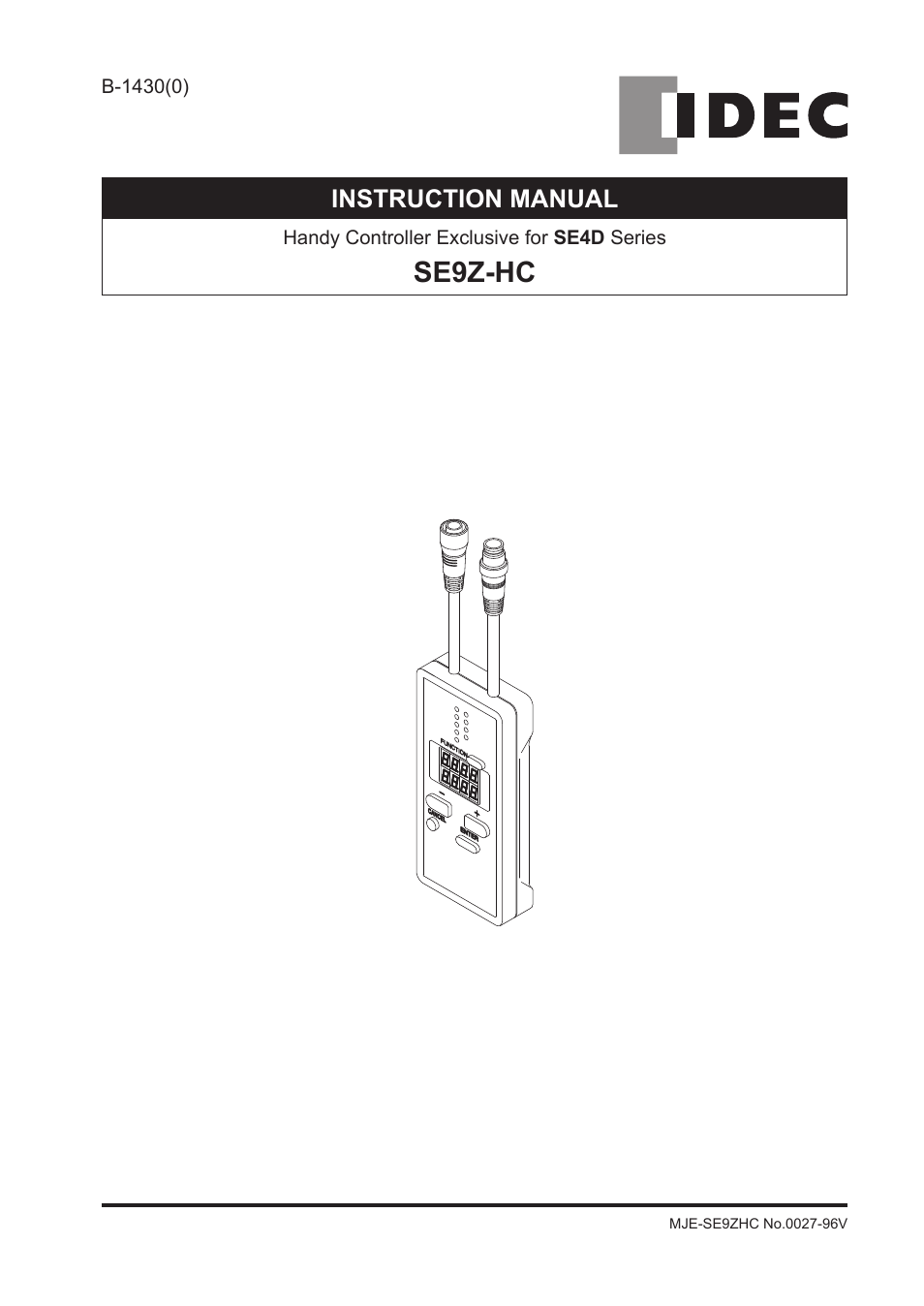 IDEC SE4D Type 4 Hand User Manual | 36 pages