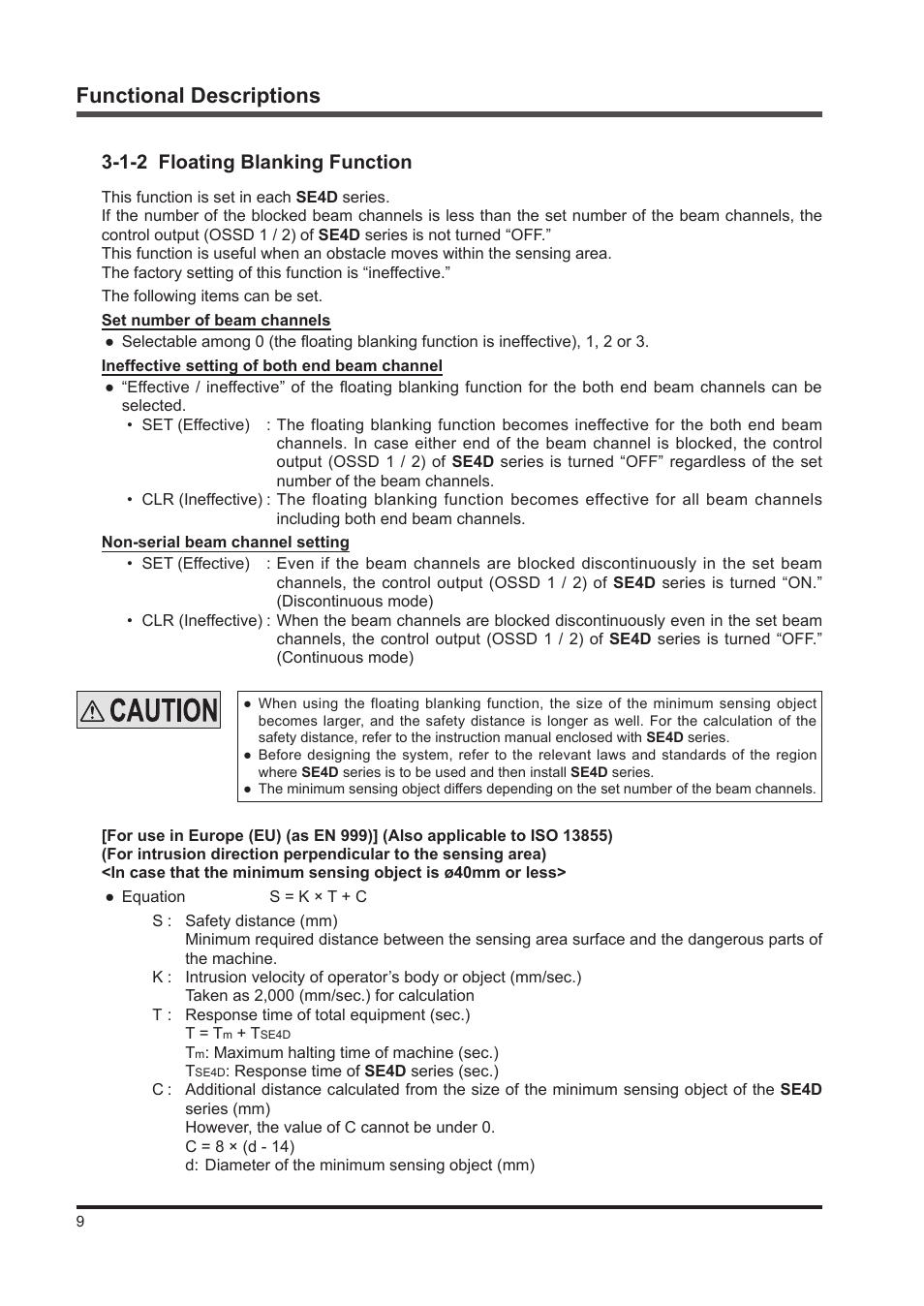 Functional descriptions, 1-2 floating blanking function | IDEC SE4D Type 4 Hand User Manual | Page 10 / 36