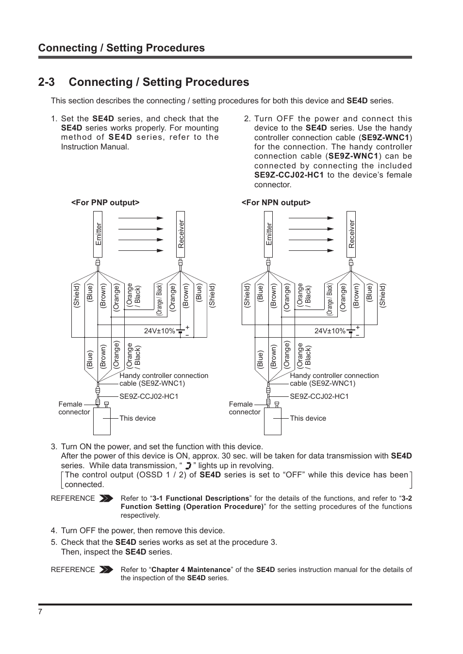 3 connecting / setting procedures, Connecting / setting procedures | IDEC SE4D Type 4 Hand User Manual | Page 8 / 36