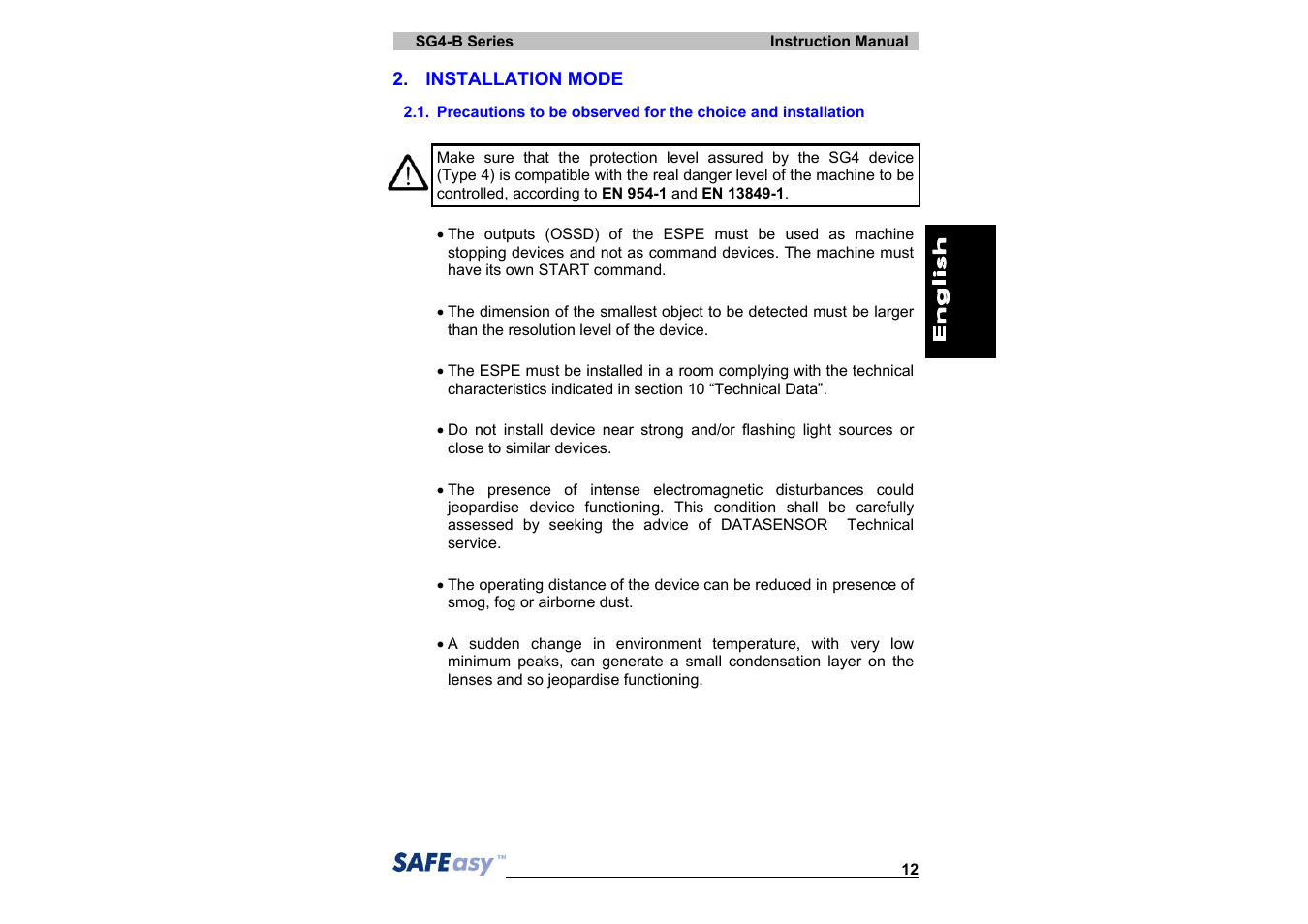 IDEC SG4 Type 4 Finger & Hand User Manual | Page 16 / 66
