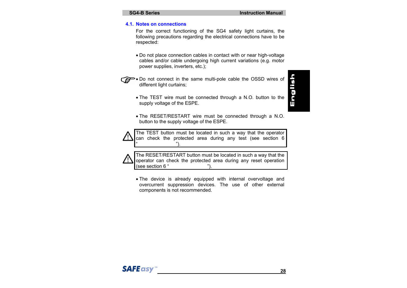 IDEC SG4 Type 4 Finger & Hand User Manual | Page 32 / 66