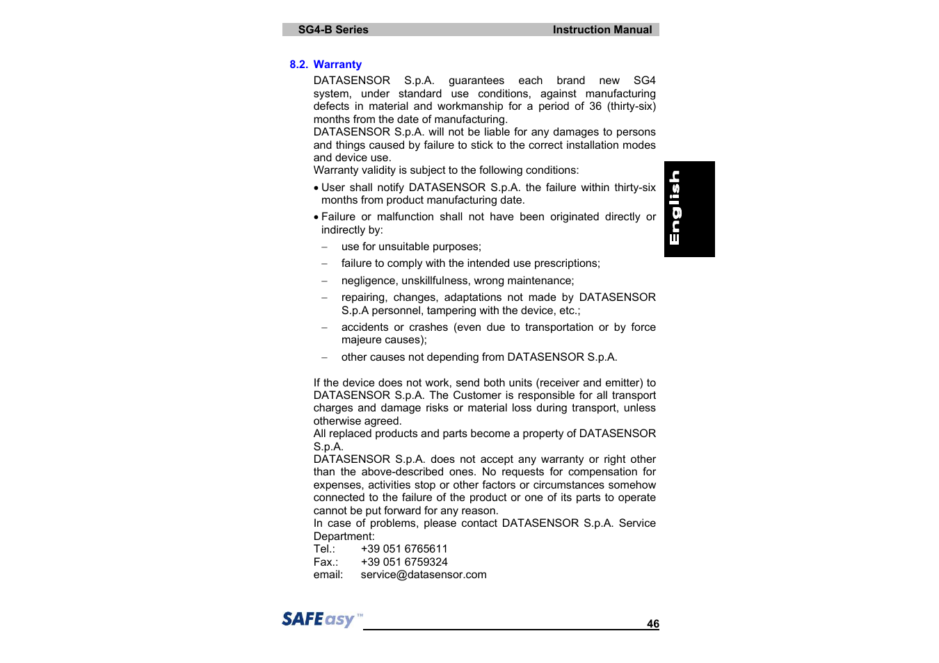 IDEC SG4 Type 4 Finger & Hand User Manual | Page 50 / 66